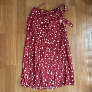Shein wrap flower floral skirt dusty red small